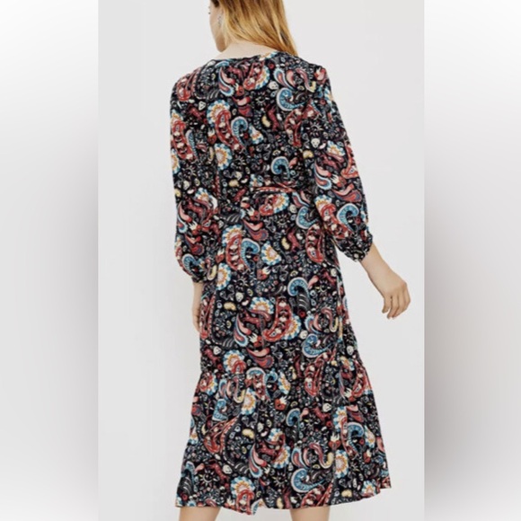 LOFT Multicolor Paisley Long Sleeve Dress Size Medium. E70 - Picture 9 of 17